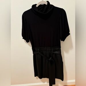 Sweater dress with Leather skirt